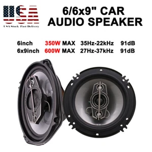 1 Pair 6/6x9'' 350W600W MAX Car Audio Speakers 4-Ohm Coaxial Stereo System - Picture 1 of 8