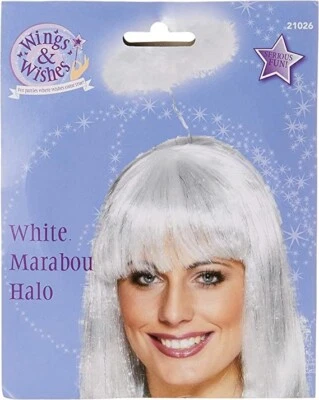 Vestido fantasia Marabou Angel Halo na faixa de cabeça branco Gabriel Natal Presépio  - Imagem 1 de 4