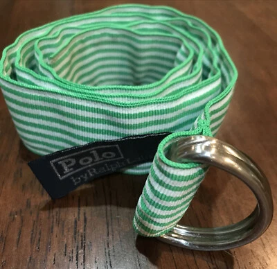 Polo Ralph Lauren Blanco Verde Rayas D Anillo CINTURÓN Niños Niños Grande 35" Foto 1 de 3