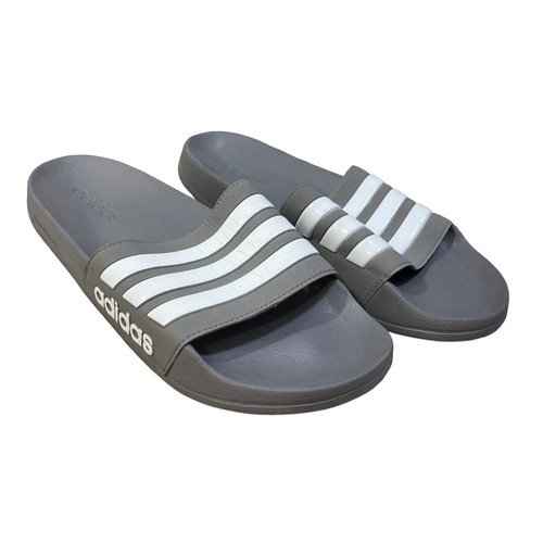 Adidas Uomo ADILETTE SLIDES DOCCIA Grigio Bianco 3 Strisce Taglia 11