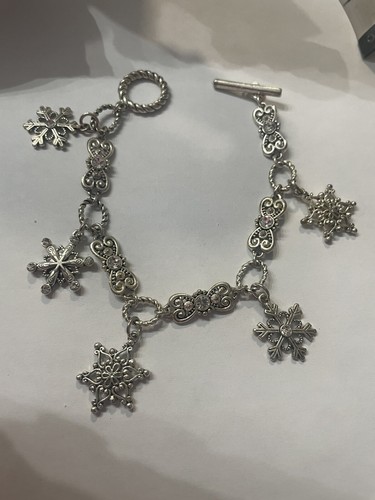 COACH Bracciale Vintage Tono Argento Fiocco di Neve Charm 8"