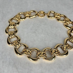 Vintage Givenchy Gold Tone Multi Link Etched Costume Necklace Choker 20 Inches - Picture 1 of 10