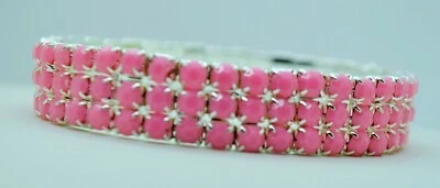 Pulsera elástica rosa 3 filas cristal estrás moda boda novia   Foto 1 de 3