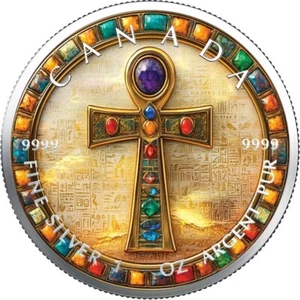 2025 Canada Farbmünze Ancient Egypt Ankh (3.) 1 OZ SILBER - COLOR EDITION - Afbeelding 1 van 13