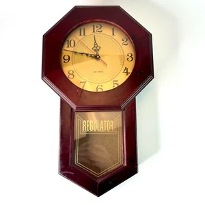 Regulator Wall Clock - Quartz Analog Battery Operated Redwood 20" Clock - Picture 1 of 12
