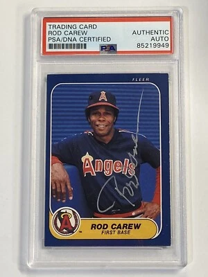 ROD CAREW 1986 Fleer #151 HOF Angels Twins Signed Auto PSA/DNA - Image 1 of 2