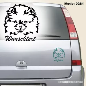 Pomeranian Autoaufkleber 15cm Hund mit Wunschtext Zwergspitz Hundeaufkleber - Bild 1 von 4