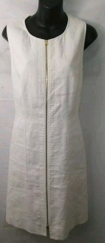 OFF WHITE Abito tubino Diane Von Furstenberg DVF senza maniche con zip davanti taglia 12 bianco sporco