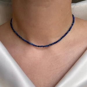 Dainty Kyanite Choker Healing 2mm Beaded Delicate Women Crystal Necklace Gifts - Picture 1 of 2
