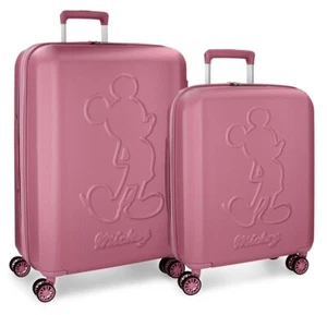TROLLEY TOPOLINO DISNEY MICKEY MOUSE VALIGIA DA VIAGGIO IN ABS SET 2 PZ - Foto 1 di 1