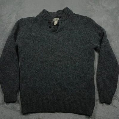 Suéter Vintage LL Bean Para Hombres Grande Alto Gris Cuello Simulado Lana de Cordero Exterior Foto 1 de 4