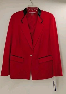 Nygard Suit Jacket. Red With Black Trim, 1 Button Suit Jacket. Size 1X - Picture 1 of 11