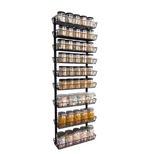Adjustable Wall Mount Spice Rack, 9-Tier Dual-use (Multi-use) Organizer, Black - Foto 1 di 6