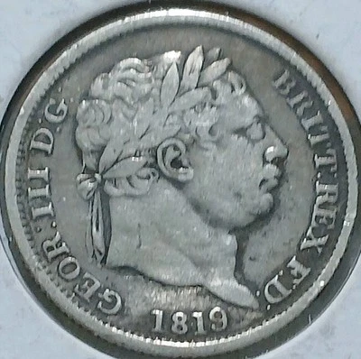 1819 Great Britain 1 Shilling, KM# 666, George III, United Kingdom Silver  - Image 1 of 4