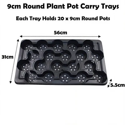 9cm Round Plant Pot Carry Trays Market Transport Tray Flower Pots Holders - Image 1 of 3