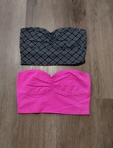PINK Victorias Secret Bandeau Set Of 2 Size Large Wireless Black White Pink New - Picture 1 of 19