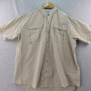 Columbia Bahama Short Sleeve Fishing Shirt Mens XL Beige Vented PFG Tan - Picture 1 of 12