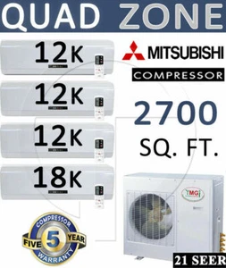 54000 BTU 4 zone Ductless Air Conditioner, Heat Pump Mini Split 12k+12k+12k+18k - Picture 1 of 3