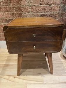 Dark wood 2 Drawer Curved Bedside Table by George Oliver - Picture 1 of 4