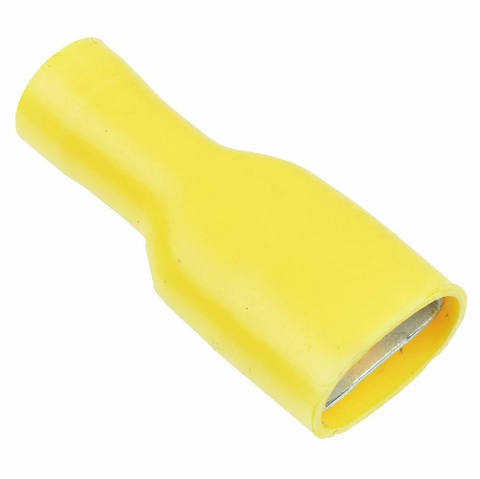 50 X Yellow 9.5mm Insulated Female Spade Crimp Connector
