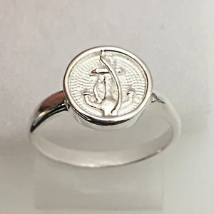 Anchor Nautical Disk Design Navy Beach Theme - Sterling Silver Ring - Size 8 - Picture 1 of 2
