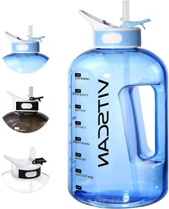 Motivational 1 Gallon Water Bottle with Time Marker, Large Jug for Sports, BPA F - Picture 1 of 12