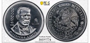 1990 100 Kp Aluminum Plutarco E Calles Pf68 Pcgs TOP Pop - Picture 1 of 4