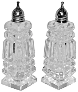 Par de saleros y pimenteros cuadrados de cristal cortados de colección - Imagen 1 de 5