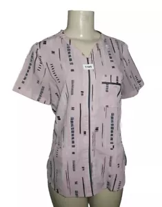Elle Womens Pink Scrubs Top Pullover Workwear Medical Fashion Pockets Small - Picture 1 of 7