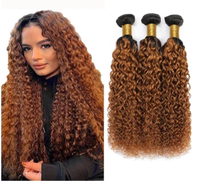 3 Bundles Synthetic Hair Curly Style 18 20 22 Inch Ombre Brown - Image 1 of 4