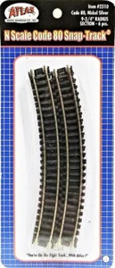 N Scale Atlas 2510 Code 80 9-3/4" Radius Curve Snap-Track pkg (6) - Picture 1 of 1
