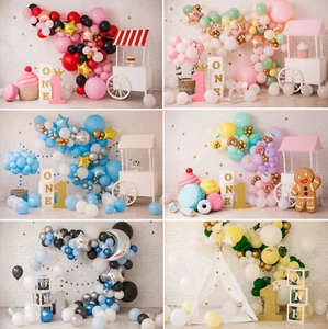 1st Newborn Birthday Party Photography Background Cake Smash Balloon Decoration - Picture 1 of 26
