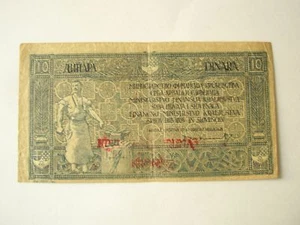 YUGOSLAVIA SHS Serbia Croatia 10 dinara 40 Krone overprint 1919 VF blacksmith - Picture 1 of 2