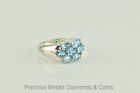 Sterling Silver Stacked 3.5tcw Oval Blue Topaz Cluster Ring 925 Sz: 5