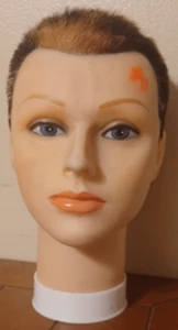 Vintage PUNK Mannequin Manikin Head by Burmax Cosmetology REAL HAIR - Picture 1 of 6