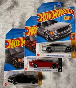 Lot of 3 Hot Wheels 1989 Mercedes-Benz 560 SEC AMG, Red, Black, Grey - Picture 1 of 9