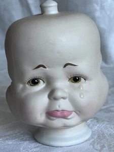 Three Face Bisque Rotating Doll Head Hand Painted Sleep Smile Cry - Picture 1 of 7