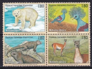 Naciones Unidas Ginebra 1997 Yvert 325/28 Fauna Oso Polar Aves Reptiles MNH VF - Imagen 1 de 1