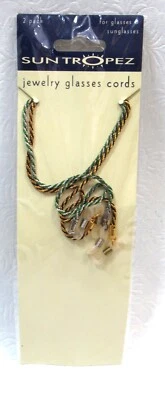 Paquete de 2 cordones para gafas Sun Tropez negros y dorados/verdes y plateados vintage nuevos Foto 1 de 4