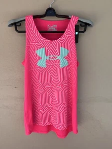 Under Armour UA Heatgear Tank Top Loose Pink Aqua Youth Large - Picture 1 of 4