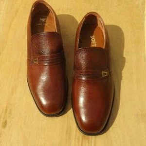 Size 10EEE IRON AGE CO Steel Toe Work Loafers Brown Cognac - Picture 1 of 10