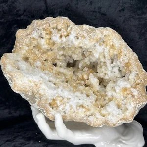 8" Natural Large Geode Quartz Cluster Crystal Natural Golden Iron Citrine 6Lb - Picture 1 of 8