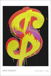 Póster de arte pop Andy Warhol con signo de dólar de 1981 36 x 24 - Imagen 1 de 1