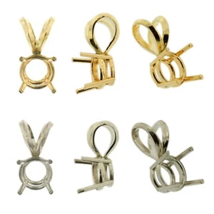 Impostazione ciondolo a 4 poli oro bianco e giallo 2 mm - 12 mm rotondo 14k 0,05 carati - 5,00 carati - Foto 1 di 7