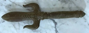 LARGE OLD CAMBODIA KHMER STYLE BRONZE SCULPTURE OF A DAGGER / STAFF - Picture 1 of 8