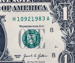 1983 Trailing Birthday Year Note One Dollar Bill Fancy Serial Number H1092 1983A - Picture 1 of 3