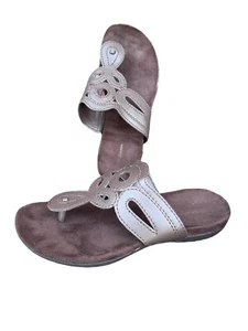 Croft & Barrow Womens Brown leather Slip On Thong Sandals Size 8 - Picture 1 of 4