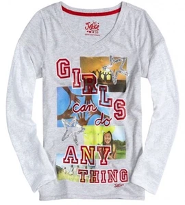 NUEVO CON ETIQUETAS Camiseta Justice Girls Can Do Anything Foto Real 2Fer Top 12 NUEVA - Imagen 1 de 1
