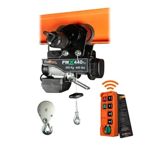 440 lb 110V Electric Wire Rope Hoist 38 ft. Wireless w/ Power Trolley H1 Duty - Picture 1 of 5