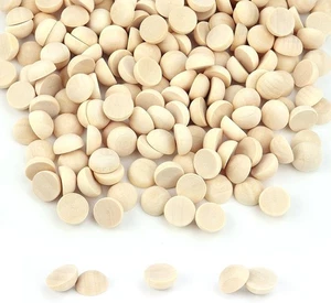 200 Pezzi Palline Mezze Legno, Palline Rotonde Spaccate Non Finite per Pittura Fai da Te 12mm  - Foto 1 di 7